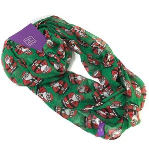 DAVID AND YOUNG Santa Christmas Infinity Scarf NEW Green